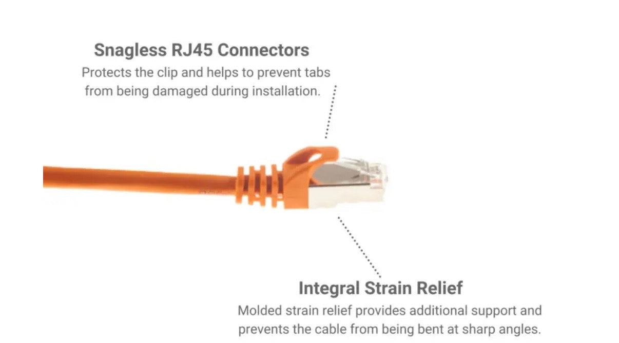 Cat6 Shielded Ethernet Patch Cable – 6ft – Orange