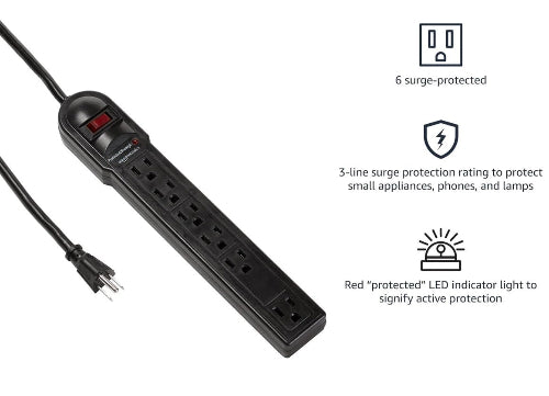 Amazon Basics 6-Outlet Surge Protector Power Strip