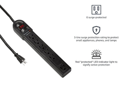 Amazon Basics 6-Outlet Surge Protector Power Strip